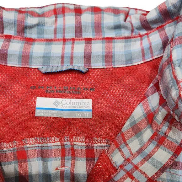 Columbia Omni-Shade UPF 30 Sun Protection Plaid Long Sleeve Shirt hiking 1X - Picture 10 of 12